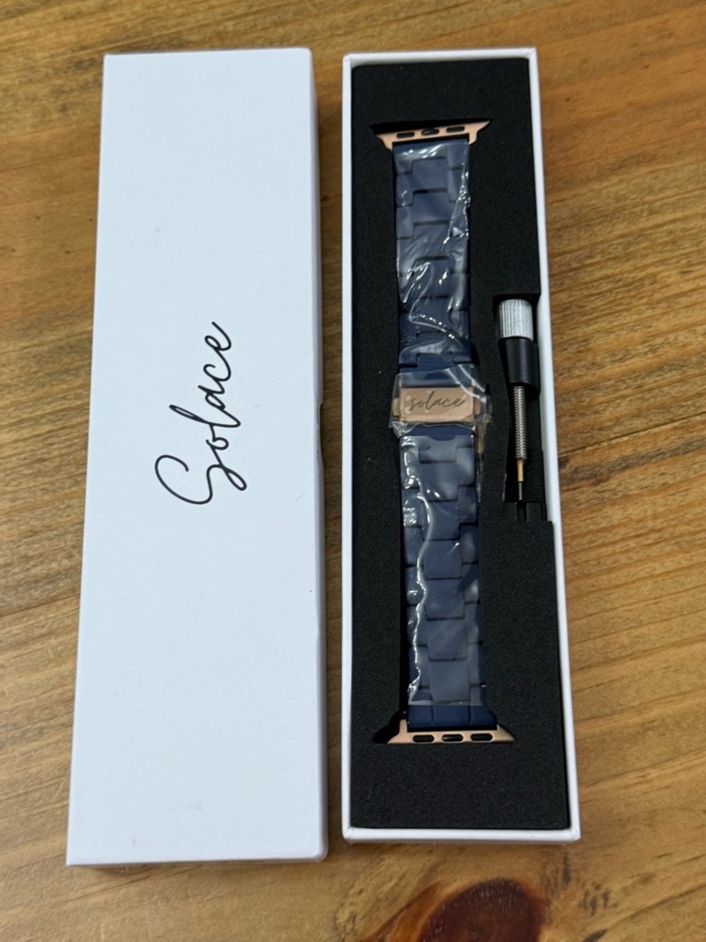 NIB Solace Navy Blue Rose Gold Perma Apple Watch Band 42/44/45mm